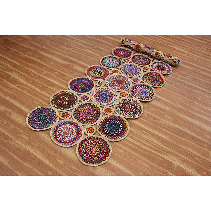 Килимок CASAVANI Cape Code Collection - 10,2 x 30,5 см, різнокольоровий, бавовна та джут чінді, геометричний килим кілім, для прим