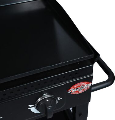 Газовий гриль-планча Char-Griller Flat Iron на 3 пальники, складаний гриль із керамічною сталевою поверхнею, вітрозахистом, 3355 см, чорний