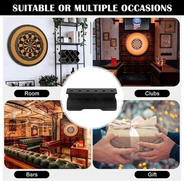 Дерев&39яний тримач для дротиків 2-в-1 та настінне кріплення Декоративний тримач для дротиків Презентаційна стійка для дротиків Кріплення для дротиків для домашнього використання Чорний 15 x 3,7 x 5,8 см