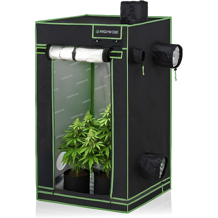 Тент для вирощування рослин у приміщенні чорний-зелений Гроубокс, домашнє вирощування, гроушафа Тент для розсади, рослинний намет, теплиця для вирощування, кімнатний сад 60x60x120 см, 60x60x120
