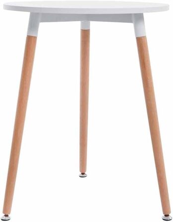 Кухонний стіл CLP Retro-Design Amalie з 3 дерев&39яними ніжками II круглий Ø 60 см I висота столу 75 см, колір білий, колір каркаса натуральне дерево (натуральний) білий
