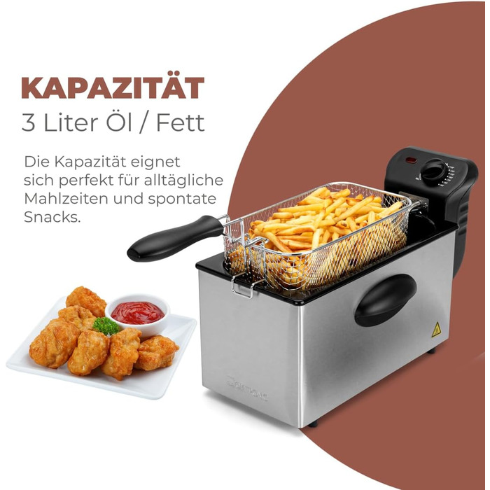 Фритюрниця Clatronic ємністю 3 л Фритюрниця з жиром Олія для фритюрниці з технологією холодної зони та дренажем Фритюрниці з плавним регулюванням термостата 2000 Вт Гастрофритюрниця FR 3586