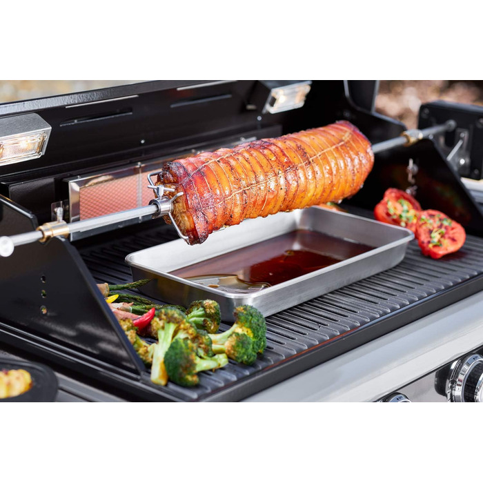 Універсальна піддон-чаша RSLE Barbecue Pro з нержавіючої сталі 18/10 для маринування та подачі, піддон для газових та вугільних грилів, підходить для посудомийки, сріблястий, 41.5 x 22.5 x 4.7 см