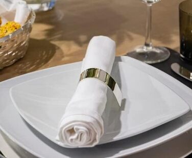 Набір з 2 кілець для серветок Volute, елегантні посріблені, стійкі до потемніння, довжина 6 см, діаметр 3,5 см, прикраса столу для весілля