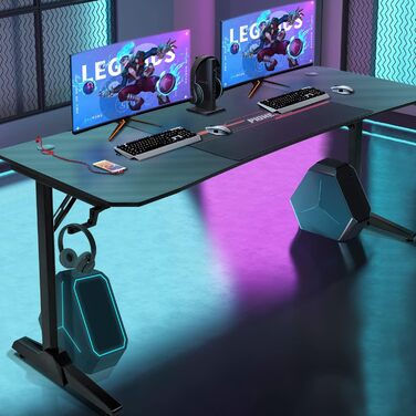 Стіл 180 см ігровий стіл геймерський комп'ютерний стіл ергономічний стіл для ПК з ящиком для зберігання кабелів, підстаканником і