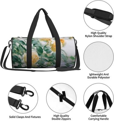 Спортивна сумка для подорожей з принтом жовтих троянд, дорожня сумка, чорна, універсальний розмір