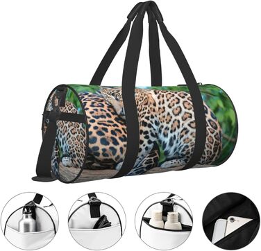 Спортивна сумка, дорожня сумка, африканський леопардовий принт, сумка для подорожей на ніч, чорна, універсальний розмір