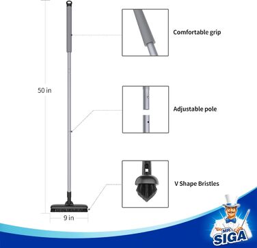 Щітка для швів MR.SIGA з довгою ручкою, щітка з жорсткою щетиною для чищення швів і плитки