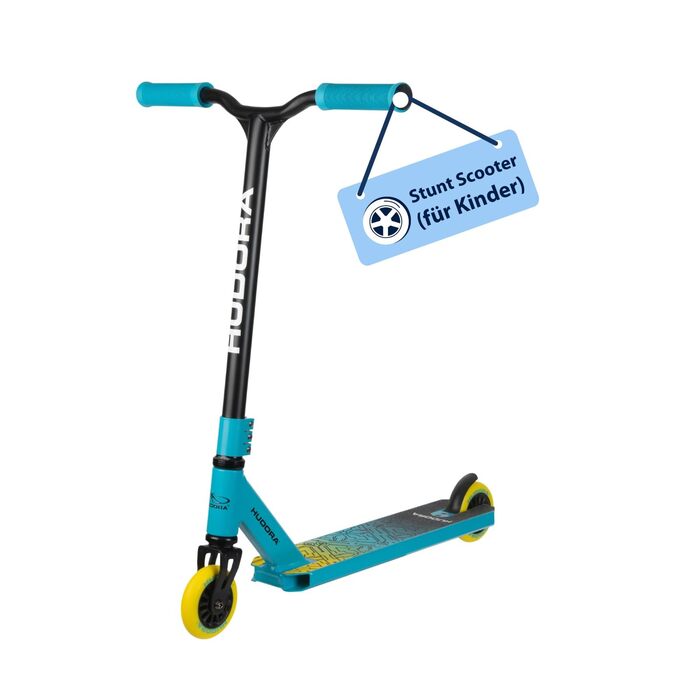 Трюковий самокат HUDORA Stuntscooter для дітей кермо 360, підшипники ABEC 9, міцний корпус, світло-блакитний, універсальний розмір