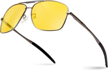 Нічні окуляри для водіння Bloomoak для чоловіків - Anti Glare-UV400 Protection-Polarized Великі металеві оправні пружинні петлі Нічні окуляри