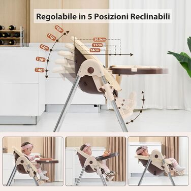 Дитячий стільчик для годування OUNUO Регульований і складний дитячий стільчик для годування Зростаючий дитячий стільчик для годува