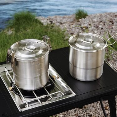 Набір для приготування їжі на відкритому повітрі, кемпінгові горщики з нержавіючої сталі 304, легка конструкція для приготування простих страв на багатті, кемпінговий посуд із надійною петлею для підвішування B