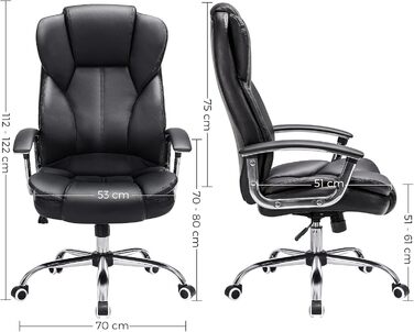 Офісне крісло SONGMICS, крісло керівника, обертове крісло, комп&39ютерне крісло, регульована висота, м&39яке, OBG57B чорного кольору