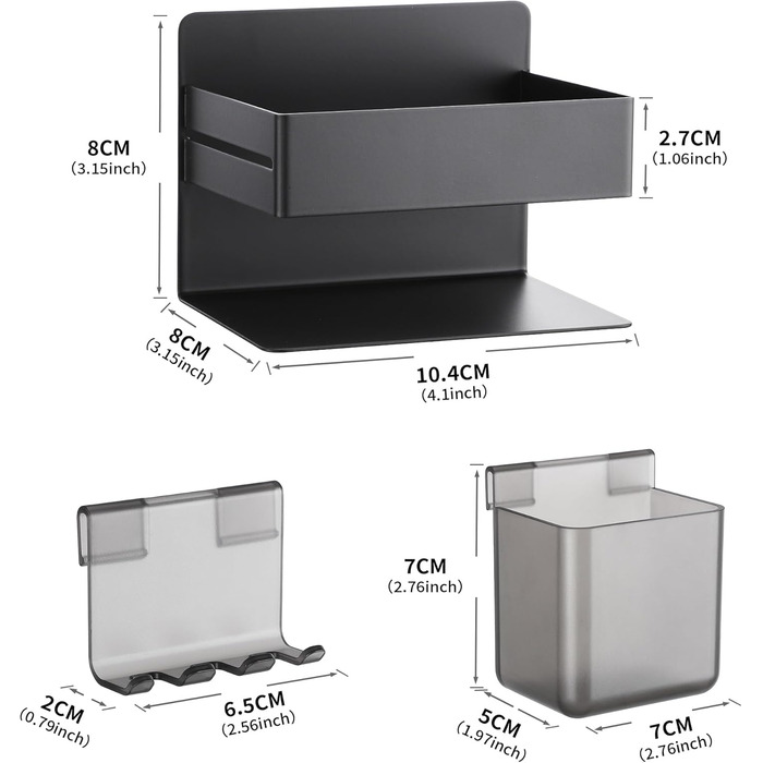 Тримач для зубної щітки OETAMS Тримач для електричної зубної щітки з 2 аксесуарами для ванної кімнати, тримач для зубної щітки з нержавіючої сталі Настінний самоклеючий тримач для зубної щітки Чорний тримач для насадок для щіток без свердління