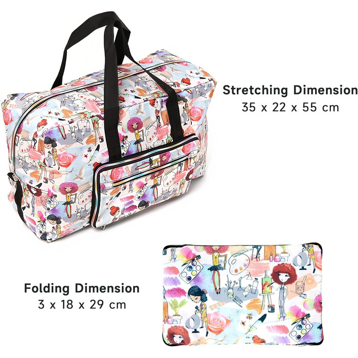 Велика складна дорожня сумка Arxus Носіть дорожню сумку поверх багажу на вихідних за допомогою плечового ременя. Дівчата малюють.