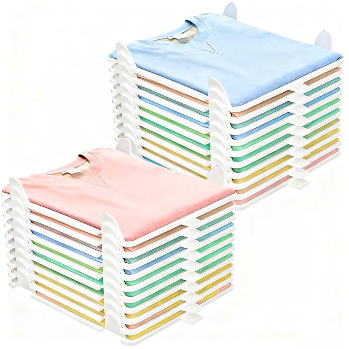 Елементний штабелируемий органайзер для футболок, органайзер для шафи, органайзери для гардеробу для дорослих та дітей, штабелируемий для одягу, футболок, сорочок, 20-