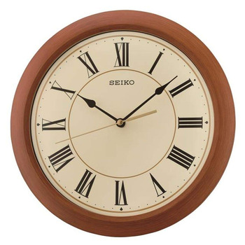 Настінний годинник Seiko коричневий, пластик, плавний хід секундної стрілки, QXA713T