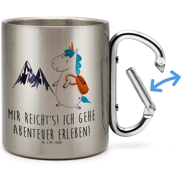 Термос-кухоль з альпіністом-єдинорогом &quotМістер і місіс Панда&quot - подарунок, кухоль для пиття з нержавіючої сталі, ізольований кухоль, кухоль для чаю, термокружка, кухоль з карабіном, пригоди, мандрівник, єдинороги, гори, подорожі, єдиноріг