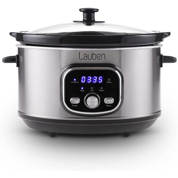 Повільна плита Lauben Slow Cooker 3500SB з технологією Thermeffect, технологія SlowHeat, кулінарна книга, керамічний внутрішній контейнер, два налаштування температури, ручне налаштування часу, 3,5 л