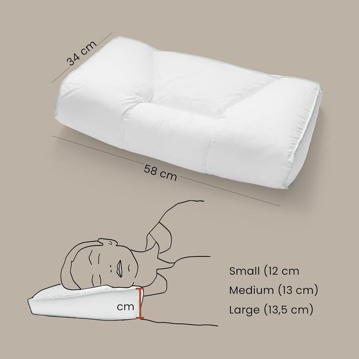 Хіропрактична подушка для ліжка середнього розміру, м&39яка подушка для шиї та плечей, гіпоалергенна, пухова альтернатива підтримка шиї, винайдена данським хіропрактиком (58 x 34 x 13 см) середнього розміру