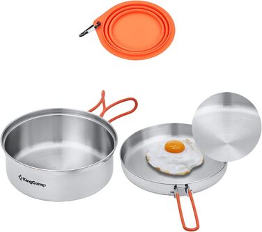 Набір посуду для кемпінгу KingCamp Adventurer I Pro - сталевий казанок та сковорода