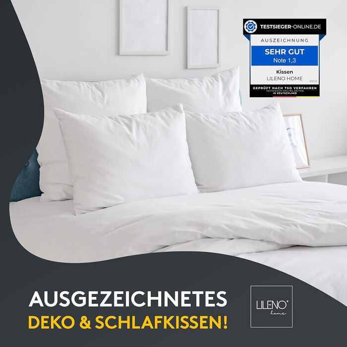 Набір з 2 подушок 40x60 см - внутрішня подушка, яку можна прати при 40C, підходить для алергіків - поліестерова набивка як диванна