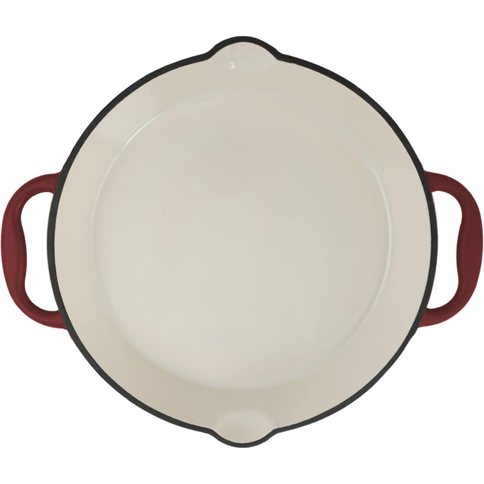 Чавунна емальована сковорода Mahlzeit Ø 29 см Темна вишня Чавунна сковорода з двома ручками і двома носиками Чавунна сковорода, ск