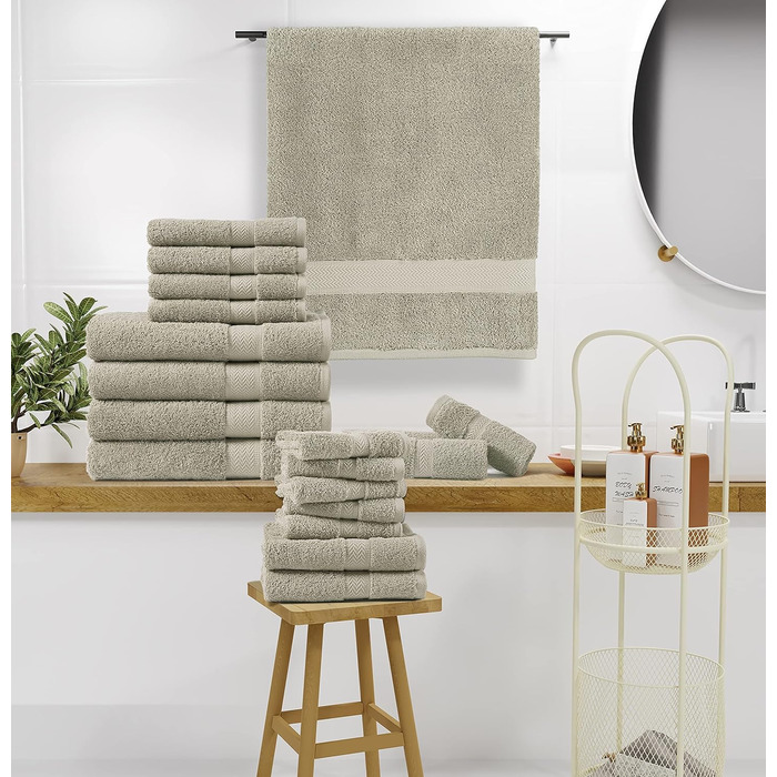 Набір рушників CHATEAU HOME COLLECTION (4 банних рушники, 6 рушників для рук, 8 фланелей) 600 г/м, абсорбуючий, комплект постільно