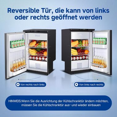 Компресорний холодильник AAOBOSI 83L, холодильник для кемпера з керуванням за допомогою застосунку, 12/24 В постійного струму, автомобільний холодильник зі світлодіодним підсвічуванням, охолоджує до -20 для автомобіля, вантажівки, човна, автофургона, кемп