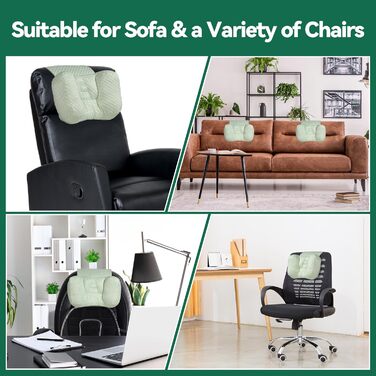 Подушка для шиї MABOZOO для крісел-реклайнерів з кишенею, подушка для підголівника для полегшення болю в шиї та підтримки шийного відділу хребта, подушка для голови-реклайнера для тих, хто спить на боці вдома, в офісі або під час подорожей, світло-зелена