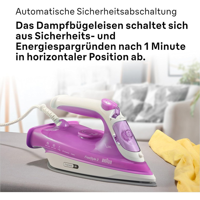 Парова праска з технологією FreeGlide 3D, підошва SuperCeramic, Ultimate FastClean, автоматичне відключення, вертикальна подача па