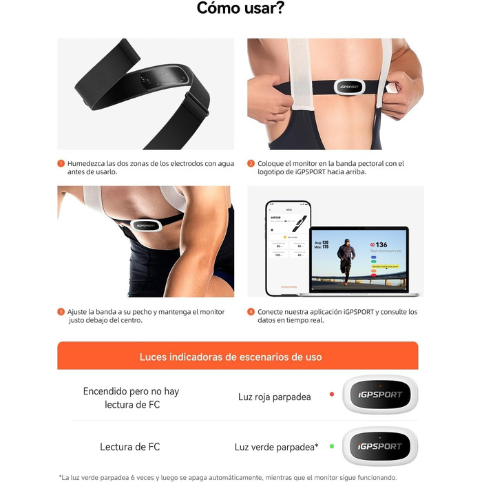 Пульсометр iGPSPORT HR50, Bluetooth та ANT з нагрудним ременем для бігу, їзди на велосипеді, тренажерного залу, сумісний з Garmin Polar Wahoo - чорний