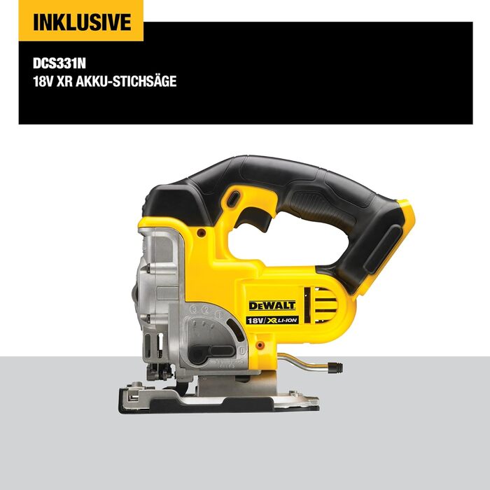 Акумуляторний лобзик Dewalt 18 вольт DCS331N (низьковібраційний високопродуктивний двигун, електронне регулювання швидкості ходу,