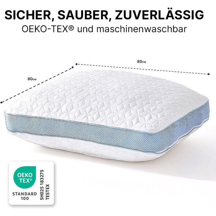 Подушка для шиї з піни з ефектом пам&39яті, регульована висота Ергономічна подушка для сну на боці, спині та животі Охолоджувальна подушка для кращого сну, 80x80