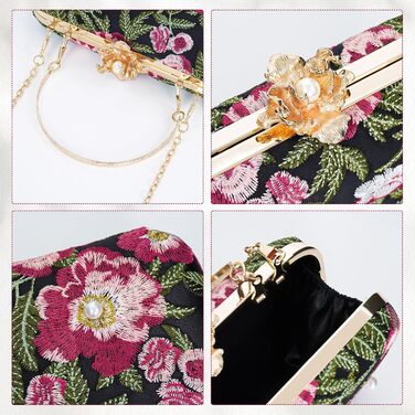 Жіноча сумочка-клатч з квітковою вишивкою та перлами, елегантна сумочка на ланцюжку через плече, вінтажний гаманець для урочистих подій, вечірок, весіль та випускних, зелений колір