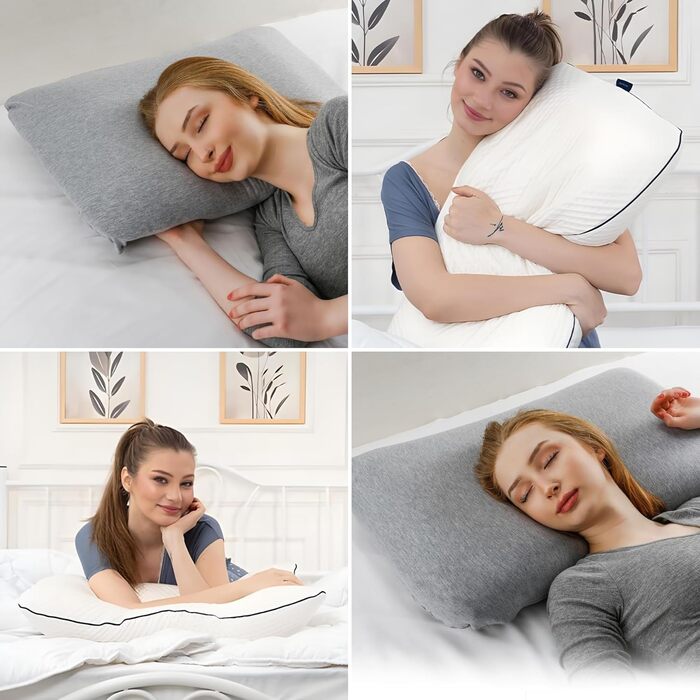 Подушка alkamto з піни з ефектом пам&39яті 70x45 см Ергономічна подушка для підтримки шиї Сертифіковано Oeko-Tex Терморегулюючий чохол Гіпоалергенна та придатна для прання Для сну на спині та на боці