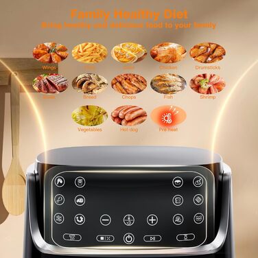 Фритюрниця Euary 8 л 1700 Вт XXL Фритюрниця з гарячим повітрям Фритюрниця з гарячим повітрям без жиру з 12 програмами Фритюрниця з книгою рецептів німецькою мовою