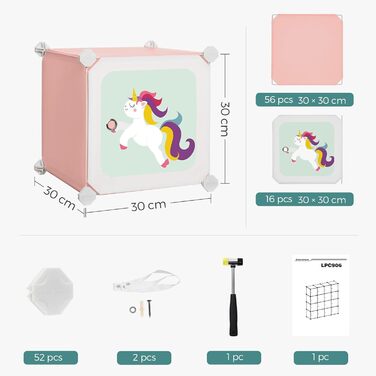 Стелаж з 16 кубиками, шафа для зберігання дитячих речей, шафа з дверцятами, пластикова підставка для взуття, вставна полиця, багат