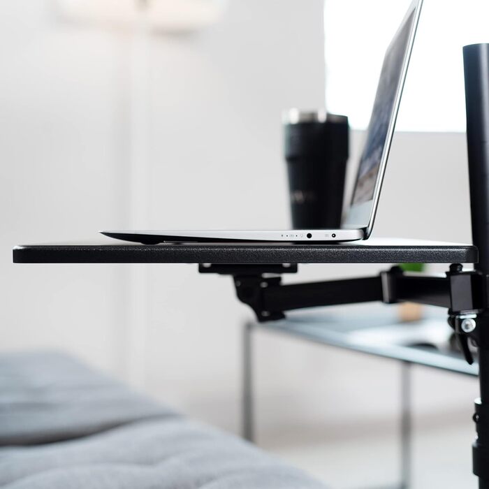 Поворотний стіл над диваном, стіл для ноутбука для віддаленої роботи, портативний крісло-реклайнер з регульованою висотою поворотного кронштейна, чорний, 51 см, 01C