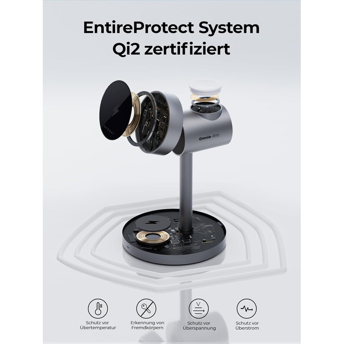 Зарядна станція AMEGAT для Apple Watch та iPhone, бездротовий зарядний пристрій MagSafe 3 в 1 15 Вт, включаючи 30 Вт зарядний прис