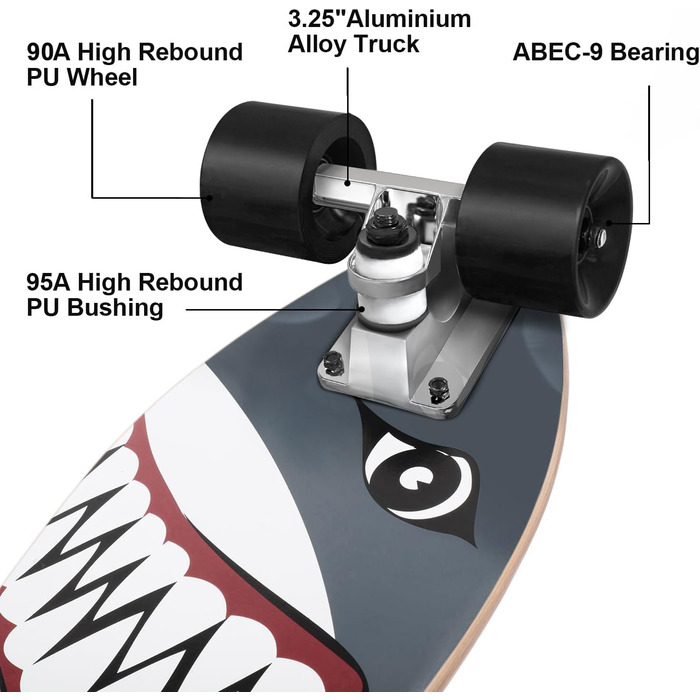 Скейтборд Комплектні скейтборди 22-дюймові міні-крейсерські скейтборди для початківців Діти Хлопчики і дівчатка Хай