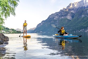 Каяк Spinera Tenaya 1/2/3 особи Міцний матеріал SpinTex Підлога Drop Stitch Сидіння з технологією повітряної подушки Стабільний та легкий Ідеальний універсальний та туристичний каяк Рюкзак преміум-класу аксесуари Tenaya 120, 345 x 87 см