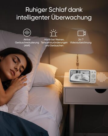 Радіоняня з камерою E20, додаток і офлайн-контроль, 2K HD, ультрачітке нічне бачення, функція повороту-нахилу, 4 шт. зум, мобільна