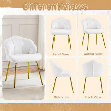 Крісло Yaheetech, крісло-шезлонг у формі мушлі, сучасне крісло з відкидною спинкою, м&39яке крісло з металевими ніжками, поліестер, для вітальні/туалетного столика/спальні, білий 1 білий