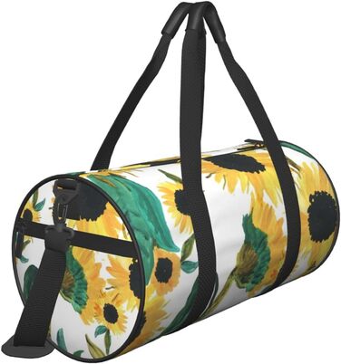 Спортивна сумка, дорожня сумка, соняшник, акварельний принт, чорний колір, універсальний розмір