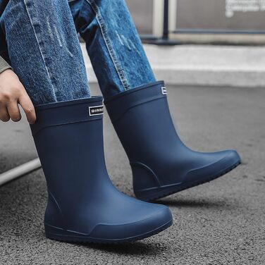 Водне взуття, гумові чоботи, гумові чоботи, чоловічі, європейський стиль, нековзні, для кухні, риболовлі, подорожей та походів, розмір 42 EU, сині