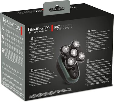 Чоловіча електрична бритва для лисої голови Remington функція Turbo Boost Літій-іонна бритва (5 бритвених головок, гладке гоління макс. 0,2 мм, камера для збору волосся, тример для деталей, водонепроникність) Бритва XR1600