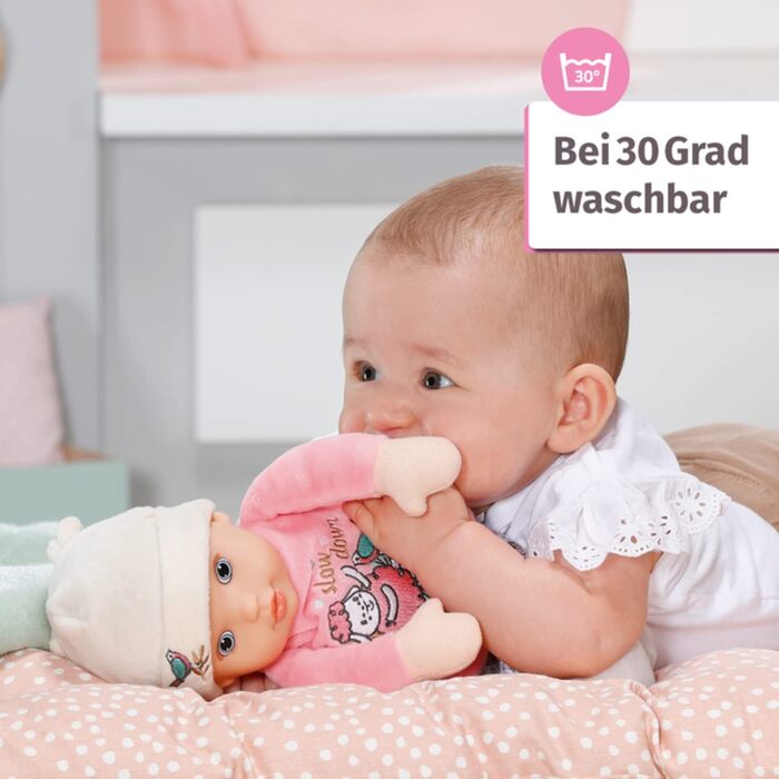 Ніжно-рожева ганчіркова лялька для немовлят, вбудоване брязкальце, можна прати, можна використовувати з народження., 706428 Baby A