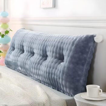 Подушка для спини, клиноподібна подушка, подушка для спини ліжка та дивана, зручна подушка для читання зі знімним чохлом та практичною бічною кишенею - ідеально підходить для того, щоб спиратися на неї в ліжку, світло-сіра, 200 см