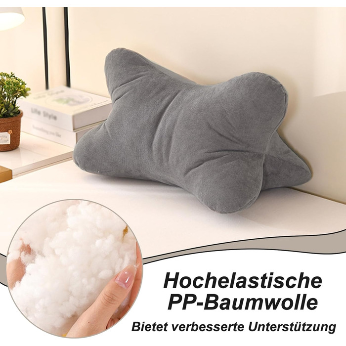 Подушка для шиї, подушка для читання, кістка для читання, валик для шиї, ергономічна форма, кістка для читання, поперекова підтримка, гнучка підтримка для книг, ергономічна подушка для шиї як подушка для читання та релаксації, для спальні (сіра)